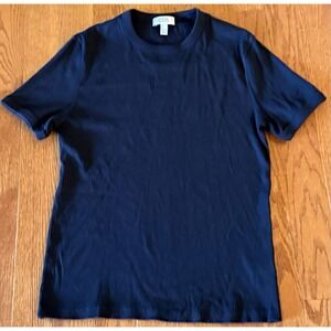 COS Women's Black Cotton Elastane Stretch T-shirt Minimalist Tee Size L Fits M